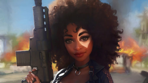 Domino with an assault rifle
