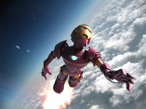 Chibi Iron Man At Altitude