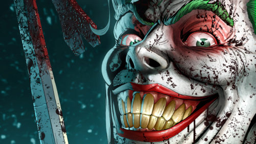 joker with a bloody tool