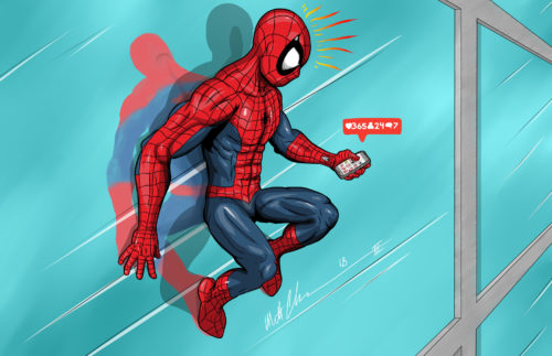 spider-man sending text messages