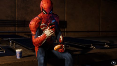 spider-man eating a bagel