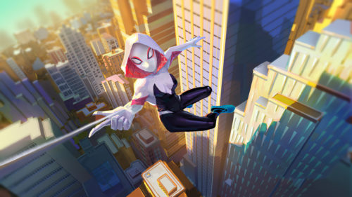 spider-gwen in the air