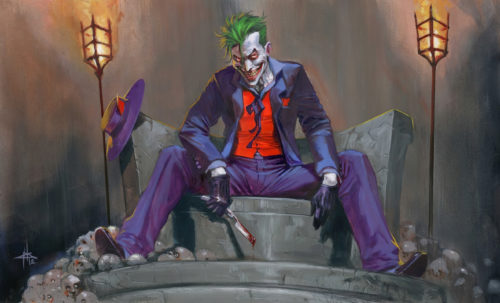 The joker has a knife