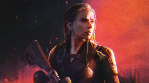 Black Widow with a gun