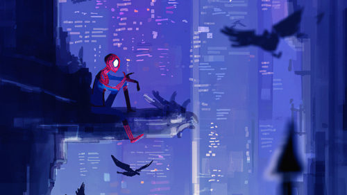spider-man on a urban cliff