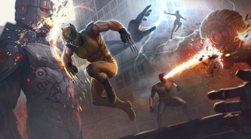 Wolver and Cyclops fighting robot men