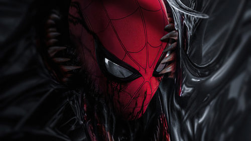 spider-man being eaten by a symbiot