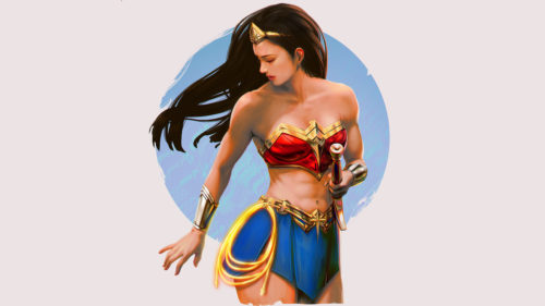 wonder woman in a cut off top
