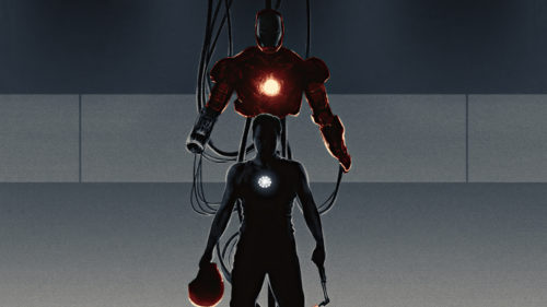 Iron man with two helmets