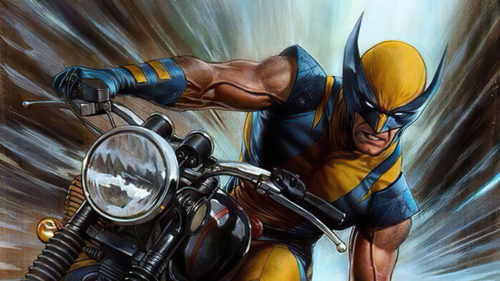 Wolverine on a motorcycle