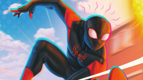 Spider-man swings