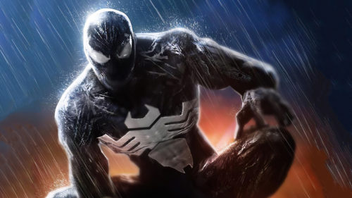 spider-man venom in the rain