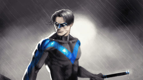 Nightwing in the rain