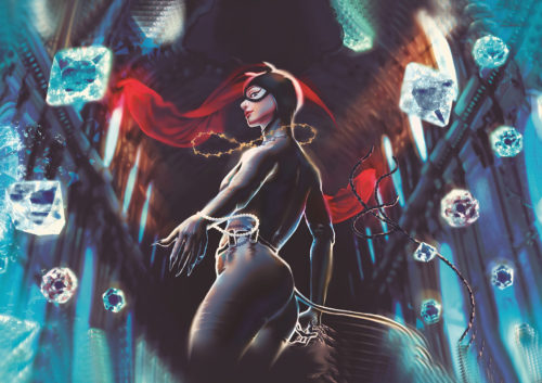 catwoman throwing diamonds