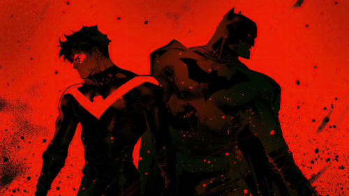 Red Nightwing and Black Batman