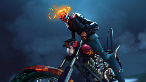 Ghost Rider on a chopper