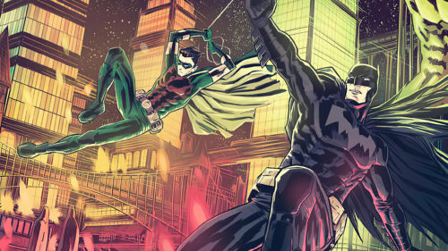 batman and robin swinging