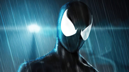spider-man black in the rain