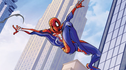 Spider-man leaps from web