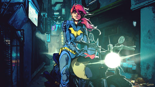 Batgirl on a bike