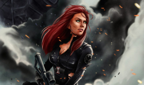 Black Widow has green eyes