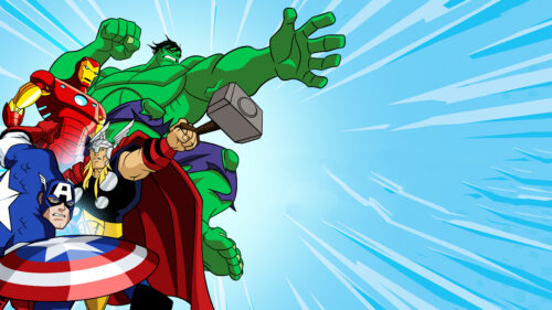 The Avengers in cartoon form