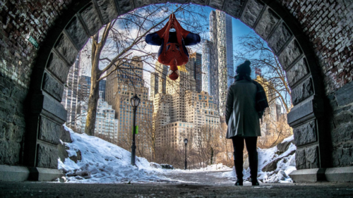 Spider-Man in snowy NY