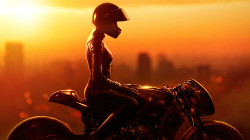 Catwoman on a motorcycle