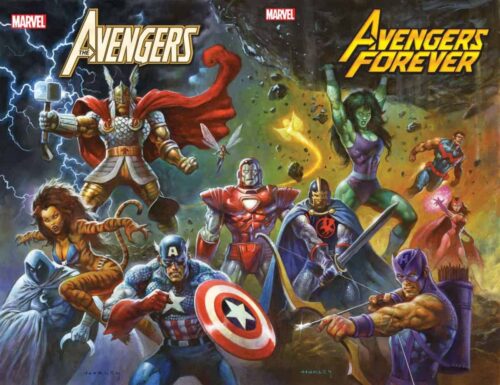 The Avenges and Avengers Forever joining covers